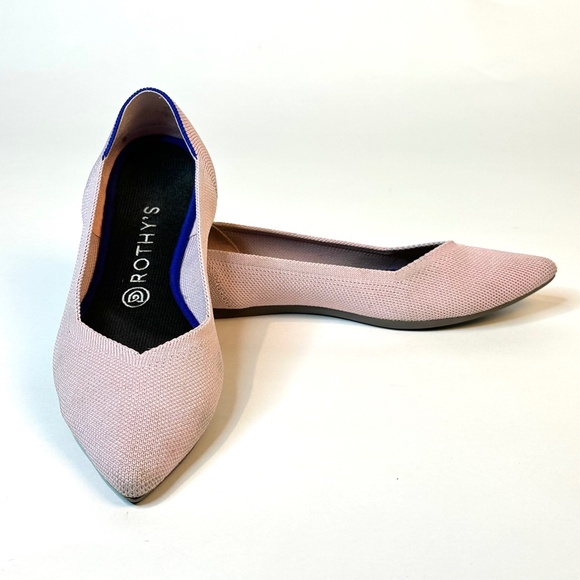 ROTHY's The Point - Light Pink w Blue accent - recycled washable material 9.5 - Picture 12 of 13